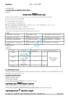 Hóa học 8 - Chương 1 Este và chất béo